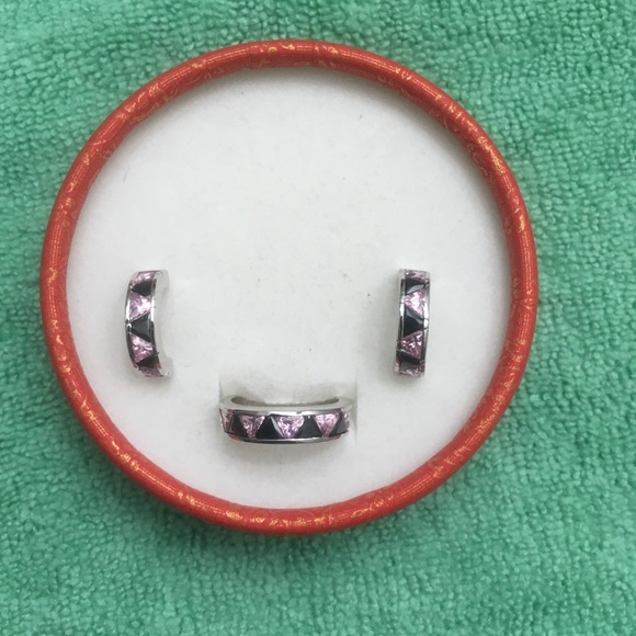 Suzanne Somers Pink & Black Earring Ring Bracelet - Picture 7 of 16